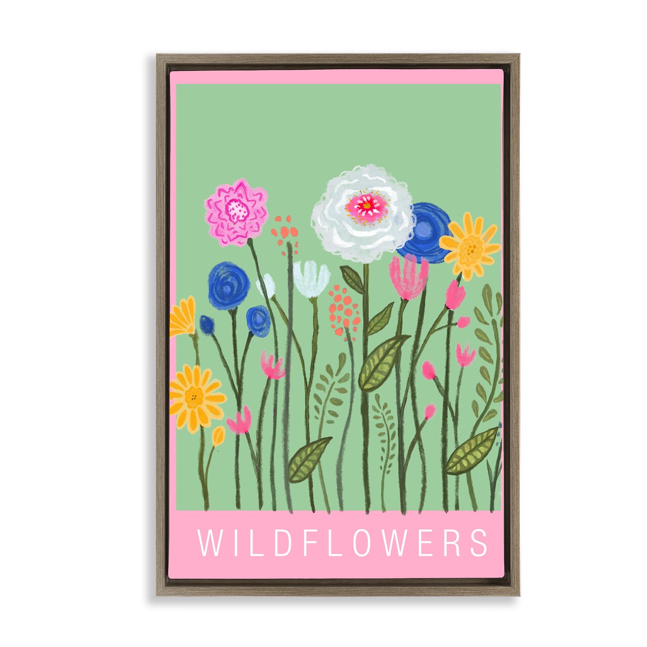 Stupell Industries Wild Flowers with Pink Border Floating Frame, design by Elizabeth Medley